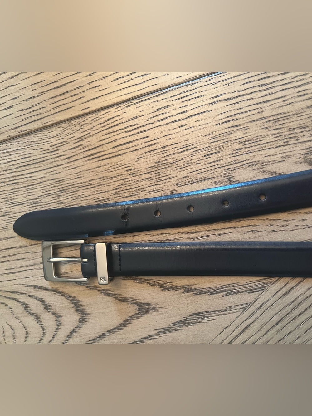 Classic Black Leather Belt with Silver Buckle size Medium